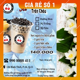 Trà sữa,set trà sữa lài trân châu đường đen/ trân châu 3q trắng/trân châu 3q nâu
