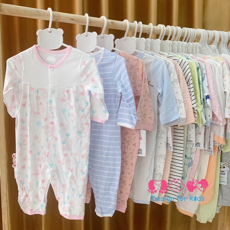 (Link 2) Bodysuit cho bé bộ body dài tay sleepsuit không tất chân, vải cotton mỏng mát cho bé trai và bé gái (Chọn mẫu)s