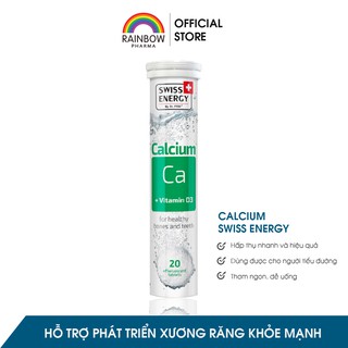 [CHÍNH HÃNG -THỤY SỸ] Viên Sủi Bổ Sung Canxi-D3 - Swiss Energy (Tuýp 20 viên) - Chắc khoẻ xương và răng