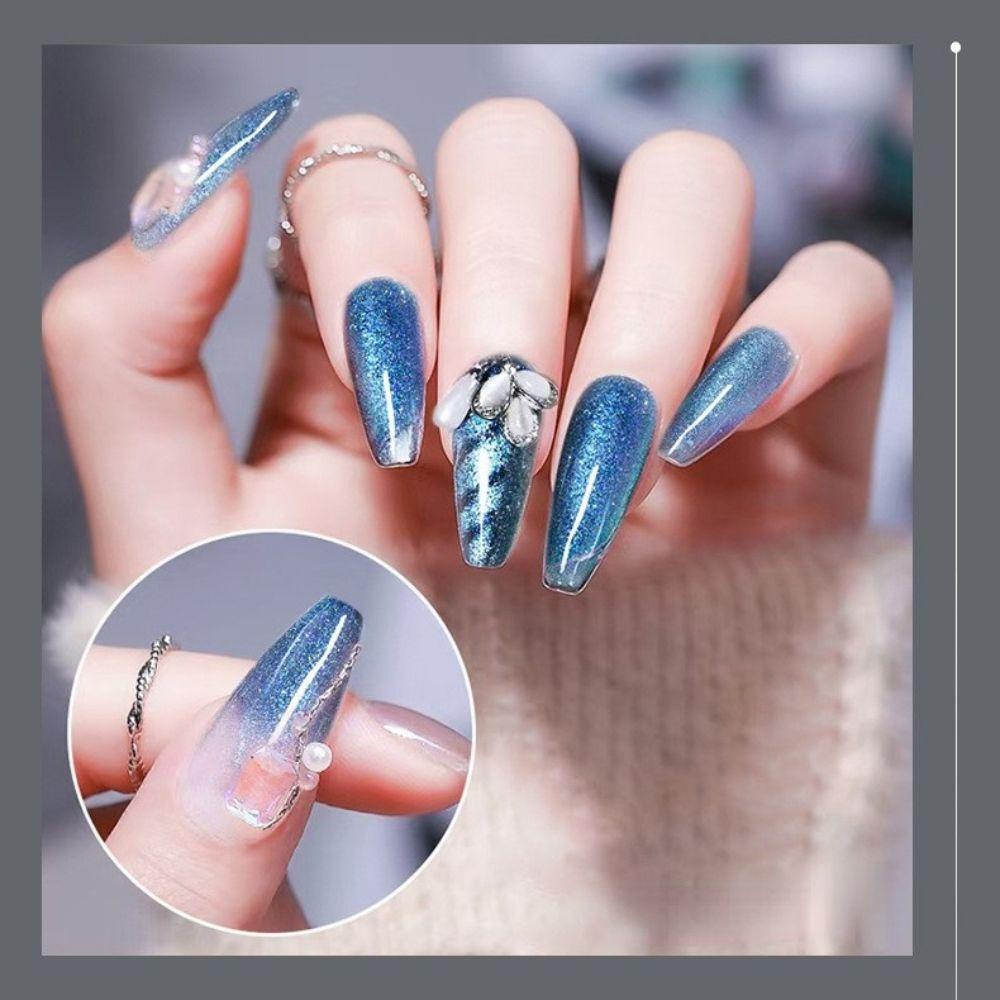 QQMALL Gel Kim Tuyến Màu Cầu Vồng Trang Trí Móng Tay Không Gây Kích Ứng