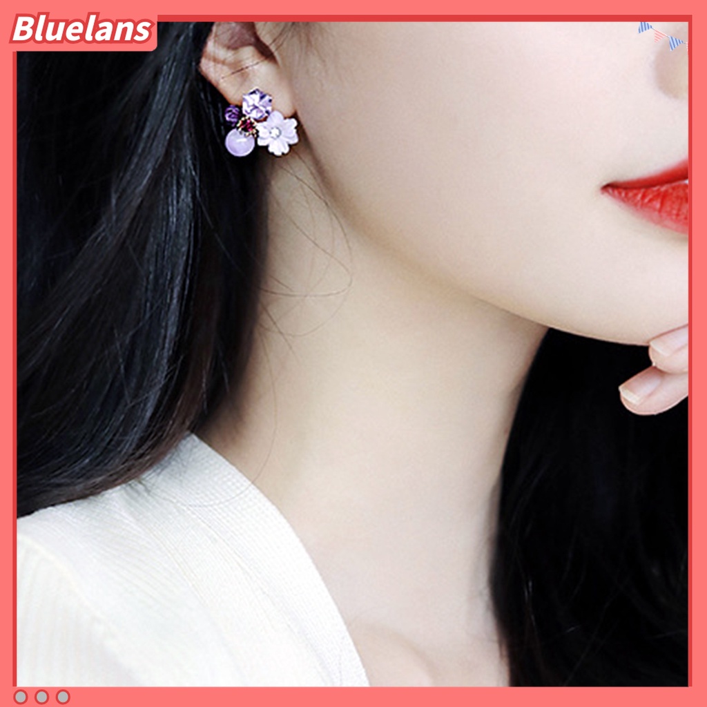 Đôi khuyên tai hình hoa đính đá thời trang cho nữ