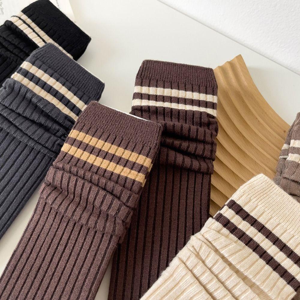 Vớ Cotton Dày Thoáng Khí Họa Tiết Kẻ Sọc Thời Trang Hàn Quốc