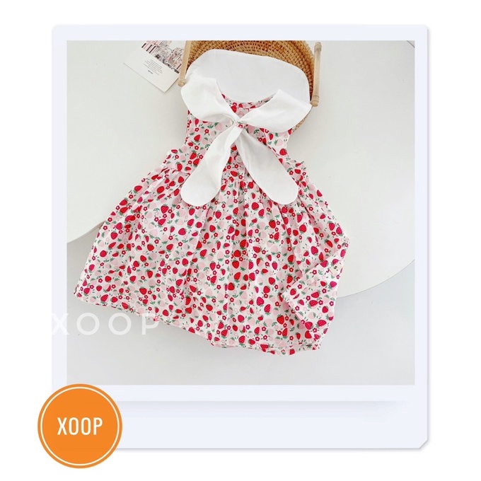 Váy dâu có nơ trắng cho bé gái đẹp xịn (8-18kg)