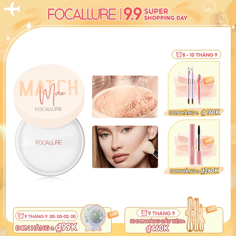 Phấn Phủ Nhẹ FOCALLURE 10g Trang Điểm Mờ Giúp Kiềm Dầu Tối Đa
