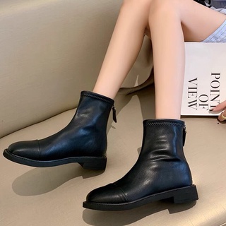 boot ngắn cổ mũi tròn đế dẹt
