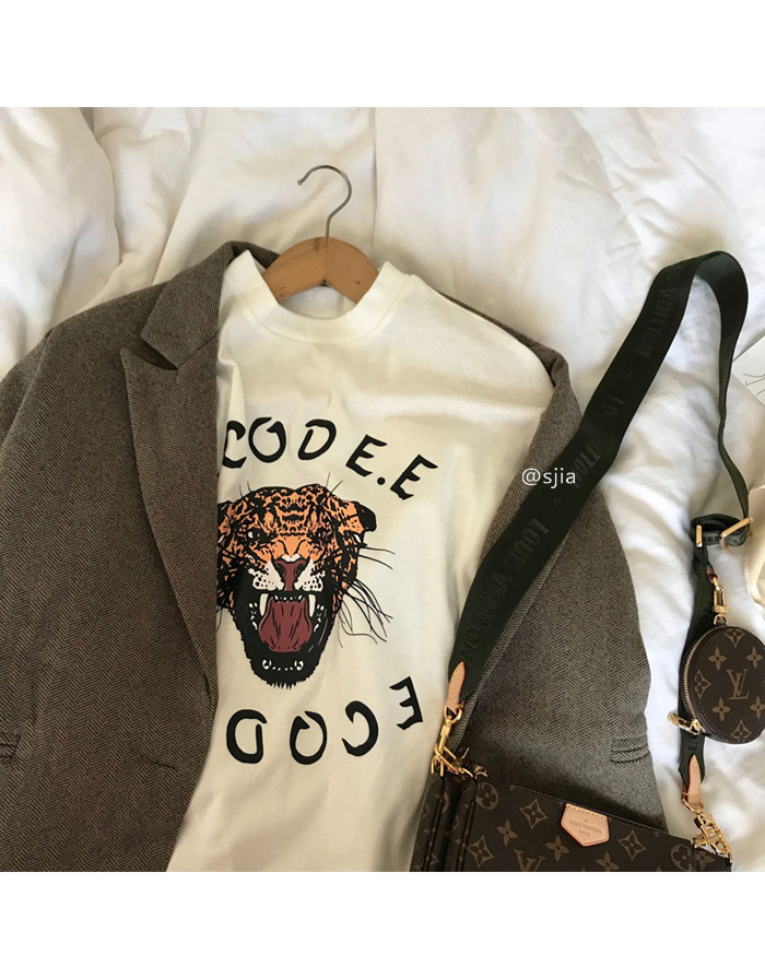 NRVP Áo thun ngắn tay dáng rộng phong cách Hàn Quốc thời trang 2021 dành cho nữ