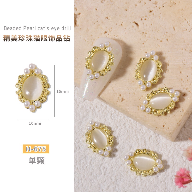 Phụ Kiện Trang Sức Móng Tay Bằng Hợp Kim Đính Ngọc Trai Và Đá opal Thần Kỳ Mới