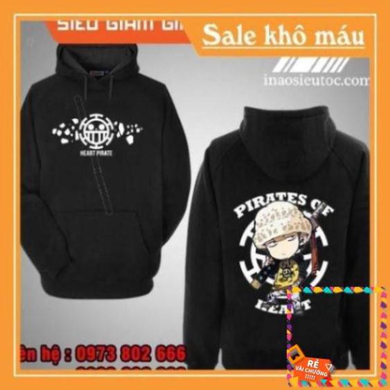 [SUPER] [SALE] [SIÊU RẺ] Áo Hoodie đen Law chibi One Piece giá rẻ