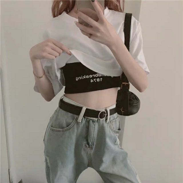 Set 2 áo Ba lỗ + Áo Croptop in chữ [Có VIDEO CH22