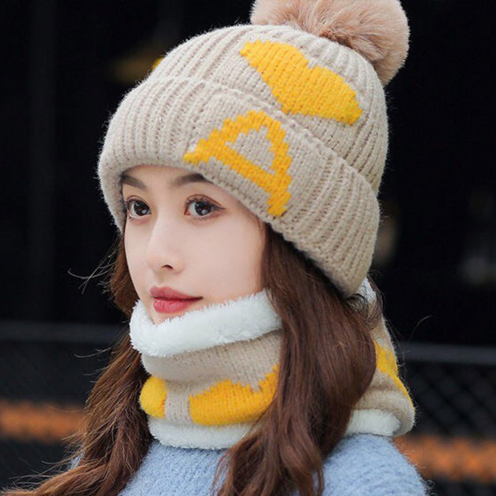 Mũ len nữ hàn quốc, khăn ống len chữ A cực ấm, siêu đáng yêu
