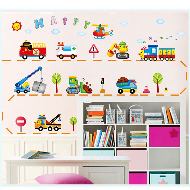 Decal dán tường - Giấy dán tường - Phương tiện giao thông cho bé XY8015 - kiddecals