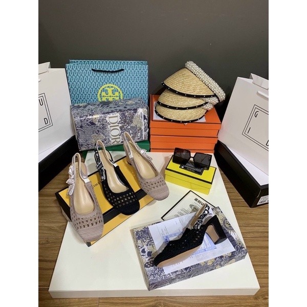 Sandal cao gót D i o r tăm lỗ fullbox