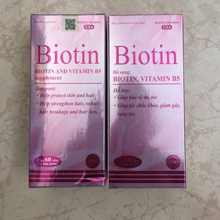 Viên uống BIOTIN bổ sung biotin+vitamin B5 giúp giảm rụng tóc, bảo vệ da, chắc móng – Hộp 60 viên