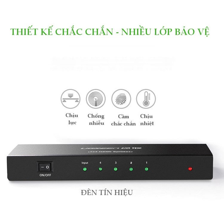 Bộ chia cổng HDMI 1 cổng ra 4 cổng 2K x 4K Hỗ trợ full HD UGREEN 40202 - Sản phẩm chính hãng