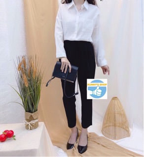 Áo sơ mi oversize trắng 1 túi