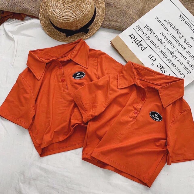 🔅Set Bộ Quần Jeans Ngố + CropTop Logo Cam | BigBuy360 - bigbuy360.vn