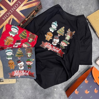 Áo thun tay lỡ nam nữ hình Noel đủ size M L XL