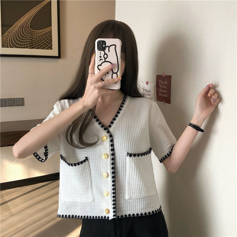 Áo khoác len dệt kim ZHELIHANGFEI ngắn tay thời trang mùa hè cho nữ