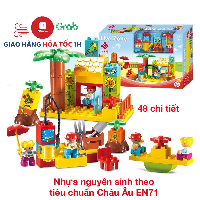 Đồ chơi xếp hình sáng tạo khu vui chơi của bé 48 chi tiết, nhựa tiêu chuẩn Châu Âu EN71 - nhiều màu