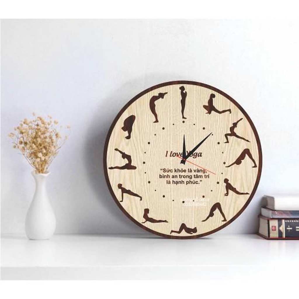 Đồng hồ Gỗ, đồng hồ treo tường trang trí phòng yoga_Handmade_wood_watch