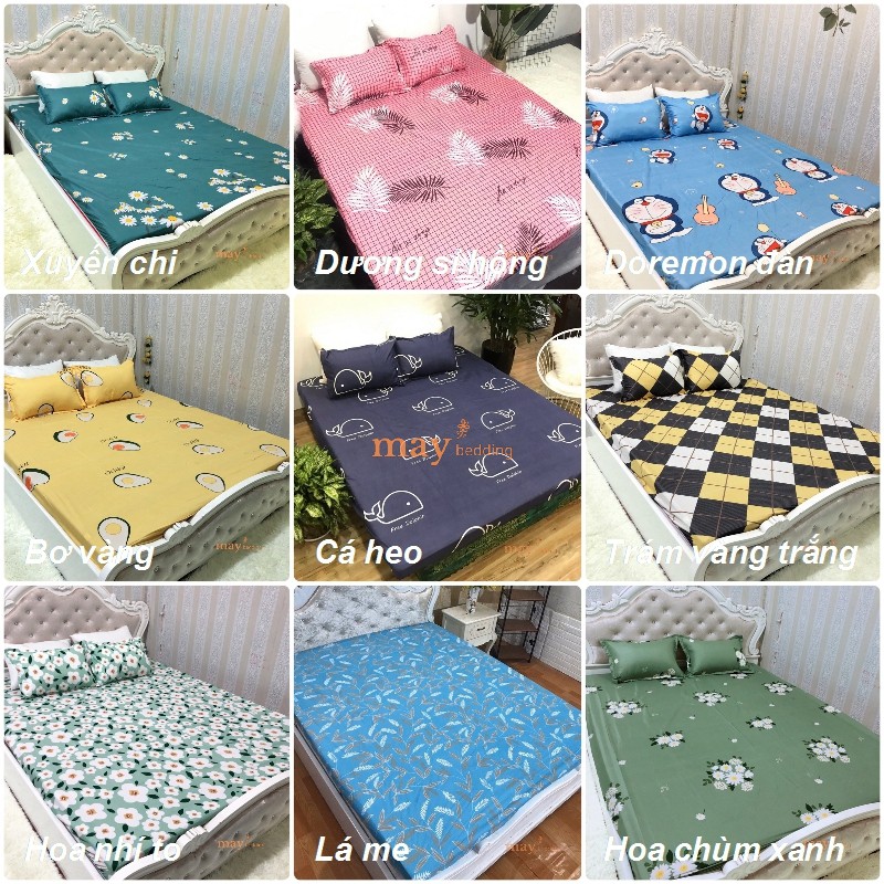 Combo Ga Gối Poly Cotton Kèm 2 Vỏ Gối Nằm Cho Đệm Kích Thước m6 Hoặc m8 Nhiều Mẫu Mới