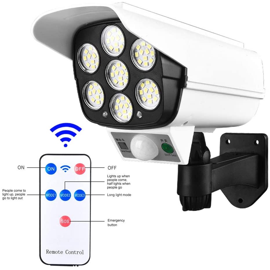 Đèn năng lượng mặt trời mô hình camera giả chống trộm điều khiển từ xa tiện lợi