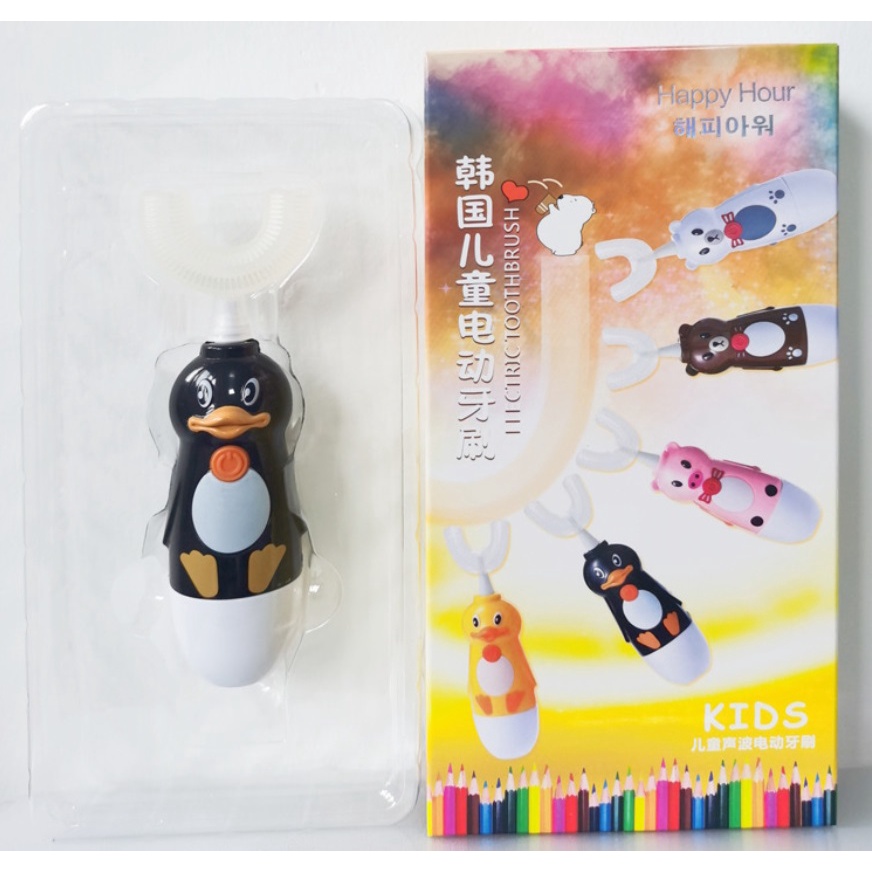 Bàn chải đánh răng cho bé Healthy Baby ,Bàn chải điện cho bé đầu chữ U cho trẻ từ 2-9 tuổi