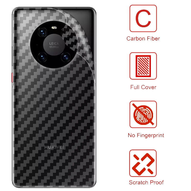 Dán mặt lưng cacbon bảo vệ điện thoại chống va đập chống vân tay Huawei Mate 40 30 20 P40 P30 P20 Pro Plus Lite 5G