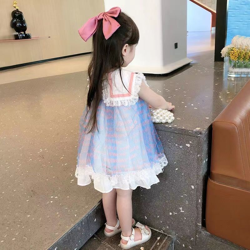 Đầm Công Chúa Phối Lưới Thời Trang Mùa Hè Mới 2022 Cho Bé Gái