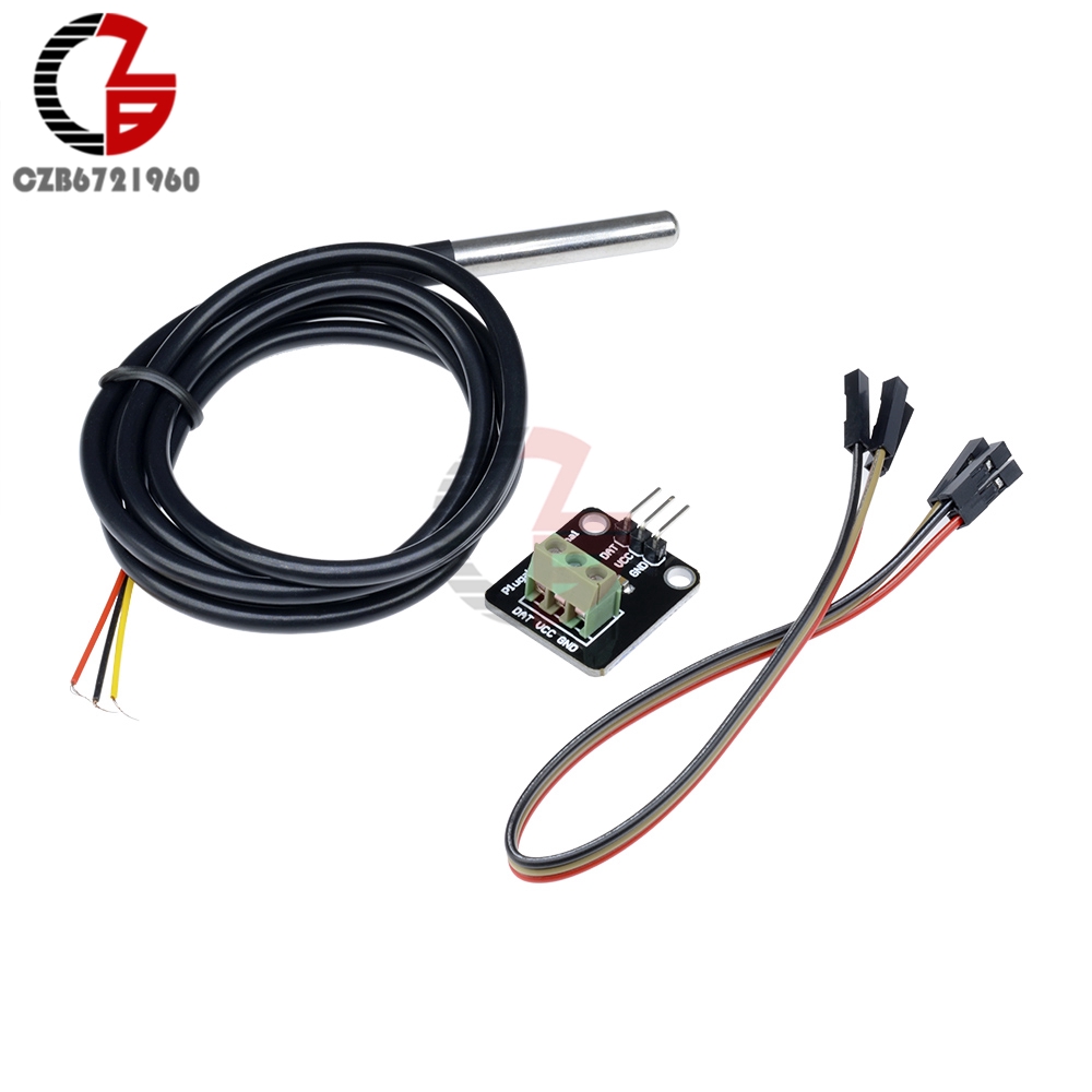 3V-5.5V DS18B20 Waterproof Temperature Sensor Probe Module DIY KIT Plugable Terminal Adapter with Cable for Arduino Raspberry Pi