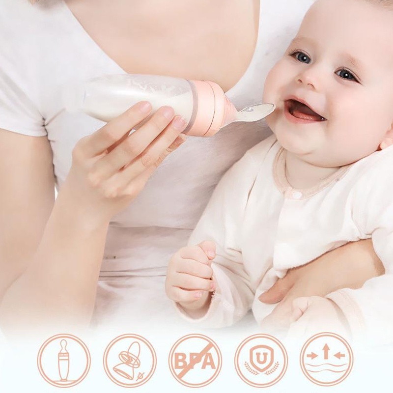 Bình Ăn Dặm Silicone 3oz 90ml Kèm Đế Đứng Dành Cho Bé