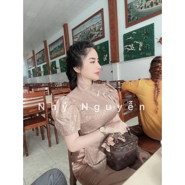 [ HÌNH KHÁCH] GẤM THƯỢNG HẠNG TAY PHỒNG MÀU XÁM GHI