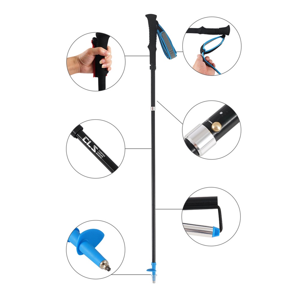 Gậy Leo Núi Siêu Nhẹ 4 Khớp Bằng Hợp Kim Nhôm Có Thể Gấp Gọn Tiện Dụng