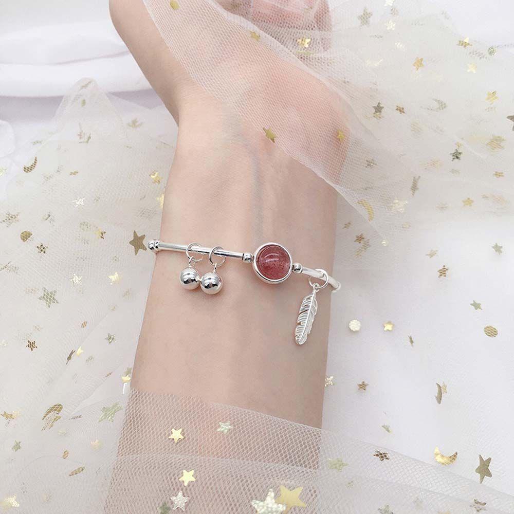 Vòng Tay Đính Chuông Và Dâu Tây Đỏ Phong Cách Retro|Vòng Tay Phong Cách Hàn Quốc