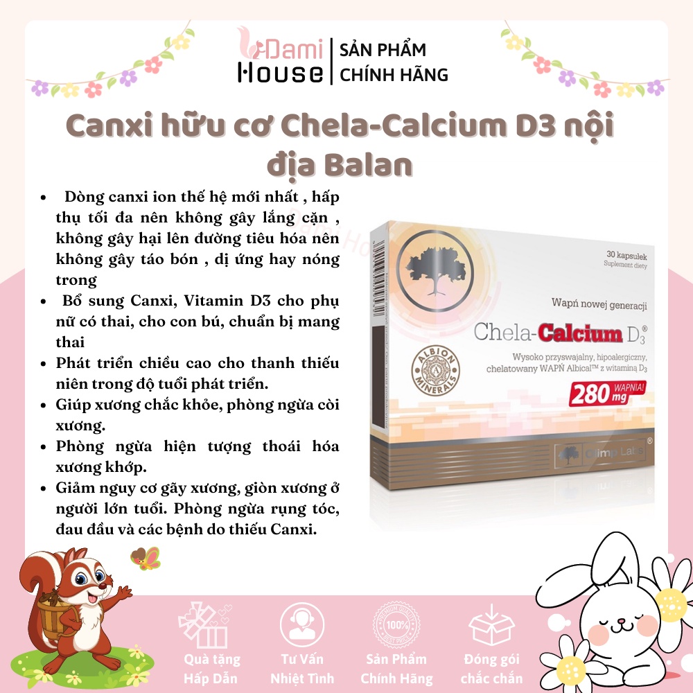 (Bill Balan) Canxi Chela-Calcium D3 ( Olimp labs)– Canxi cho bà bầu, bổ sung canxi và vitamin D3 36.6g