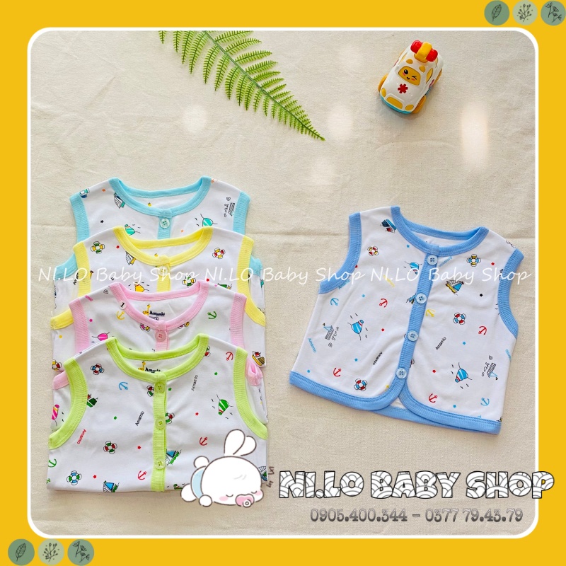 (Hàng chuẩn loại 1) Áo khoác ghile AMAMIO thu đông họa tiết in rơi, vải cotton 2 lớp siêu thấm hút cho trẻ sơ sinh