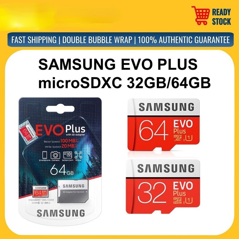 Thẻ Nhớ SAMSUNG EVO Plus Class 10 | Thẻ Nhớ 256GB 256GB | Thẻ Nhớ 128GB 128GB | Thẻ Nhớ 64GB Dung Lượng 64GB | Bộ ChuyểN ĐổI 32GB + ĐầU NhậN