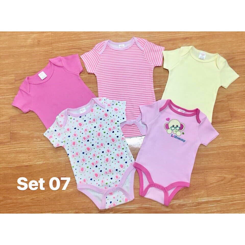 Set 5 body chip, bodysuit cho bé trai và bé gái sơ sinh từ 0-9kg - BC02