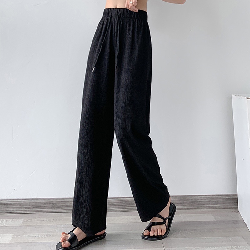 Quần thể thao IELGY dáng dài cạp cao ống rộng màu trơn thời trang cho nữ