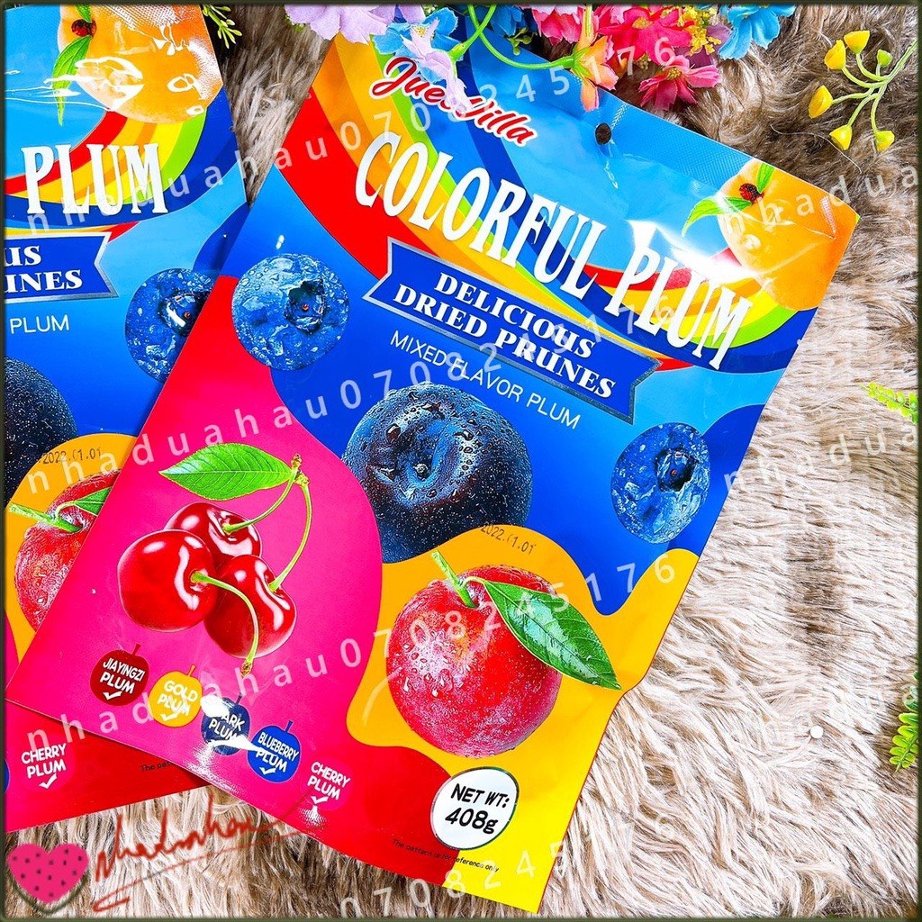 Một gói xí muội ô mai mix đủ vị cherry việt quất đào mận dưa lưới nho ...trái cây đủ vị Hongkong gói 408g