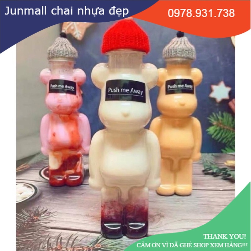 Chai gấu bạo lực Bearbrick 500ml, chai nhựa đựng kẹo