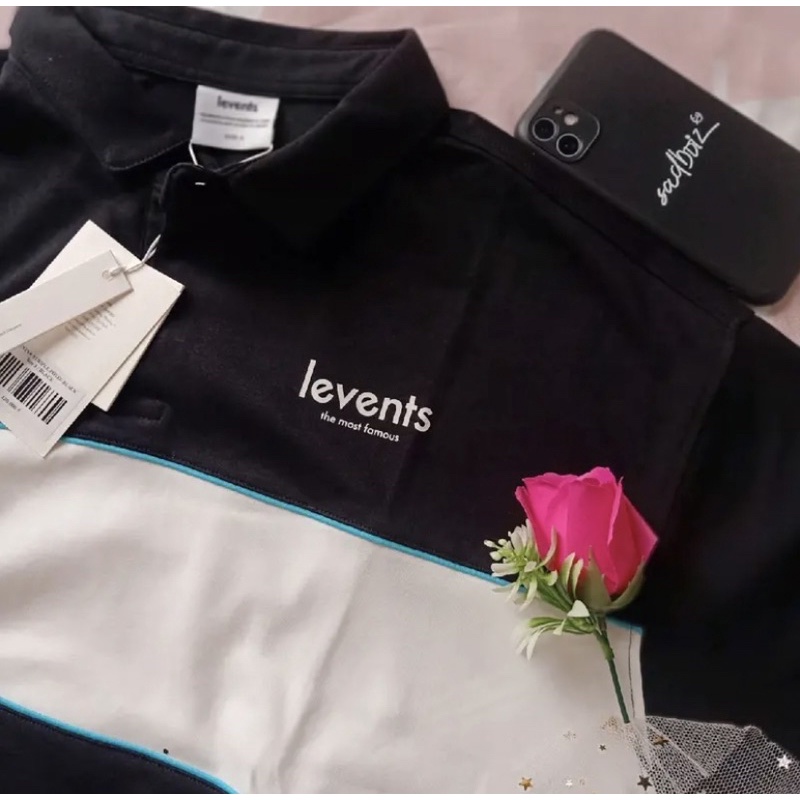 Áo polo LEVENT đen viền trắng (real) | Shopee Việt Nam