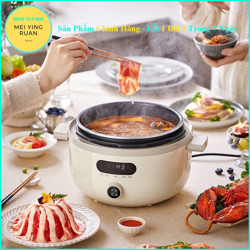 Nồi áp suất điện đa năng BEAR dung tích 4L - 1300W  màu trắng , bảo hành 12 tháng