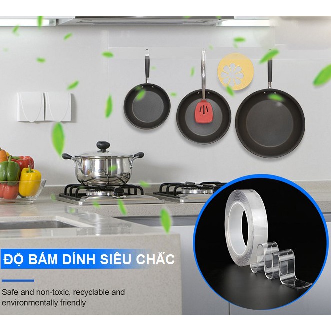 Băng dính 2 mặt trong suốt dài 3m dán siêu chắc, không thấm nước