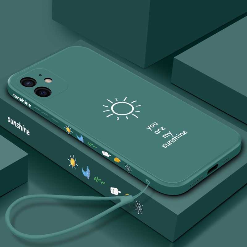 Ốp Lưng Silicone Siêu Mỏng Hình Vuông Có Dây Đeo Cho Iphone 12 11 Pro Xs Max Se Xr X 8 7 Plus | BigBuy360 - bigbuy360.vn