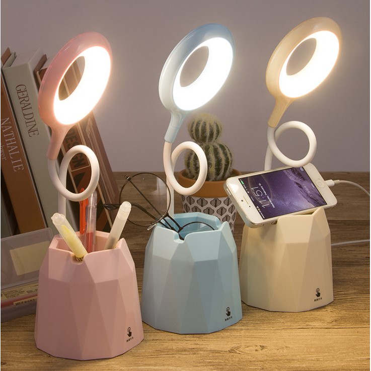 Đèn led để bàn học có hộp bút, đèn led tích điện cảm ứng đọc sách, làm việc