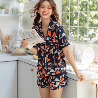 [O] VIBES Đồ bộ Pijama ngắn Pattern Navy Py Set