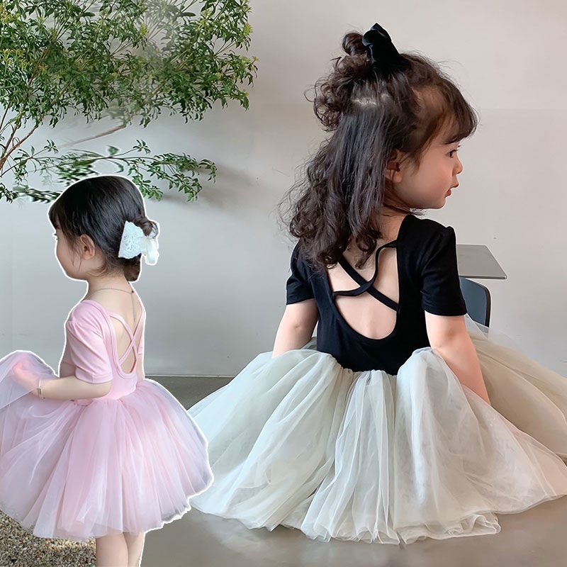 Đầm Xòe Múa Ba Lê Hở Lưng Thời Trang Mùa Hè Xinh Xắn Cho Bé Gái
