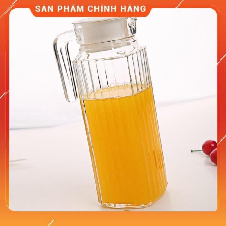 CHÍNH HÃNG -  Bình đựng nước thủy tinh trắng 1000ml,bình thủy tinh đựng nước cao cấp