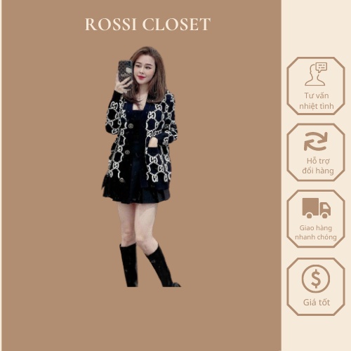 Áo len cardigan họa tiết gucci hàng Quảng Châu thu đông 2021 - Hàng mới về